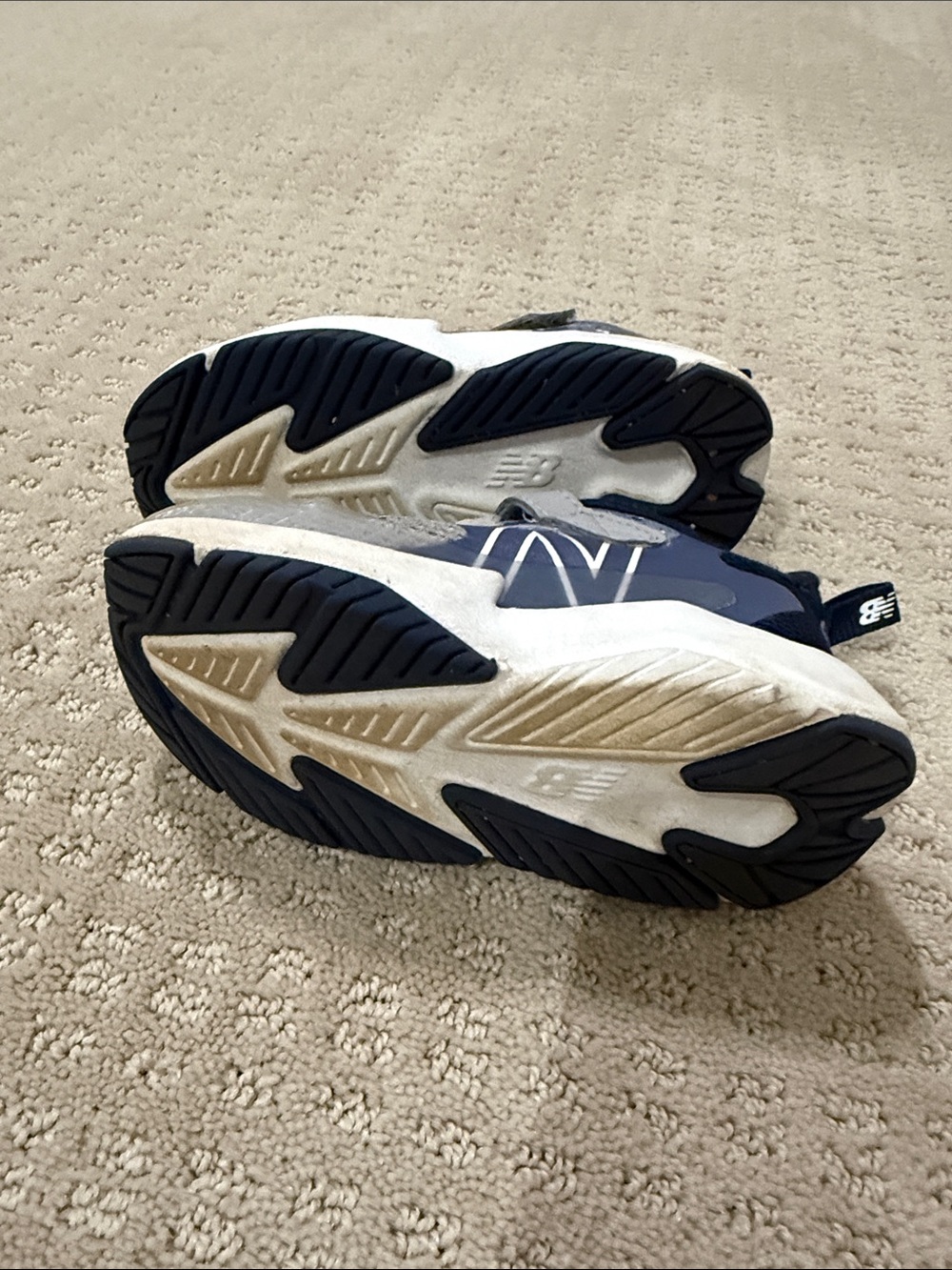 New Balance Gray and Navy Kids Athletic Sneakers - Picture 4 of 5